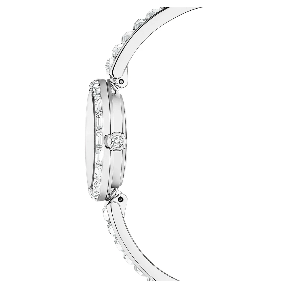 Matrix Bangle watch, Swiss Made, Crystal bracelet, White