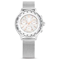 Nova Chrono watch, Swiss Made, Metal bracelet, Silver Tone, Stainless steel by SWAROVSKI