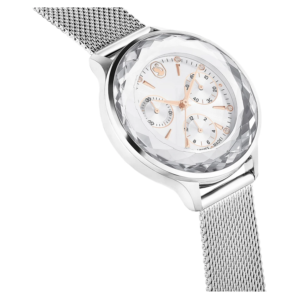 Nova Chrono watch, Swiss Made, Metal bracelet, Silver Tone, Stainless steel by SWAROVSKI
