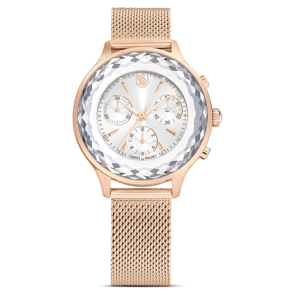 Nova chrono watch, Swiss Made, Metal bracelet, Rose gold tone, Rose gold-tone finish by SWAROVSKI