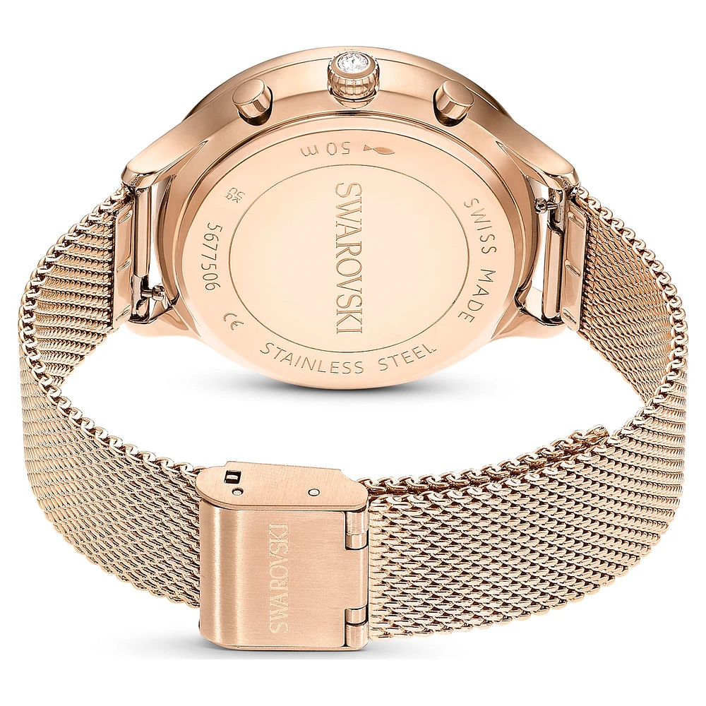 Nova chrono watch, Swiss Made, Metal bracelet, Rose gold tone, Rose gold-tone finish by SWAROVSKI