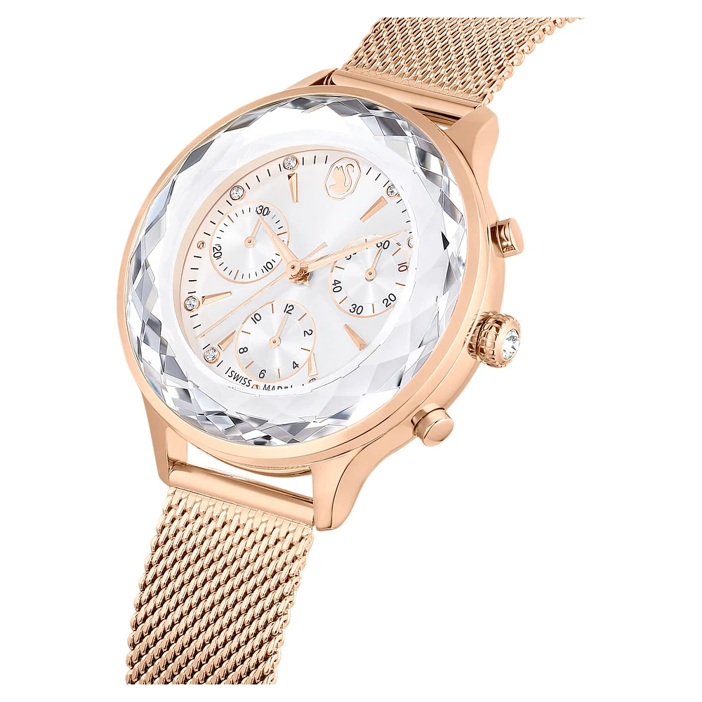 Nova chrono watch, Swiss Made, Metal bracelet, Rose gold tone, Rose gold-tone finish by SWAROVSKI