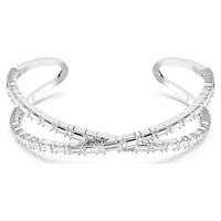 Hyperbola cuff, Infinity, White, Rhodium plated by SWAROVSKI