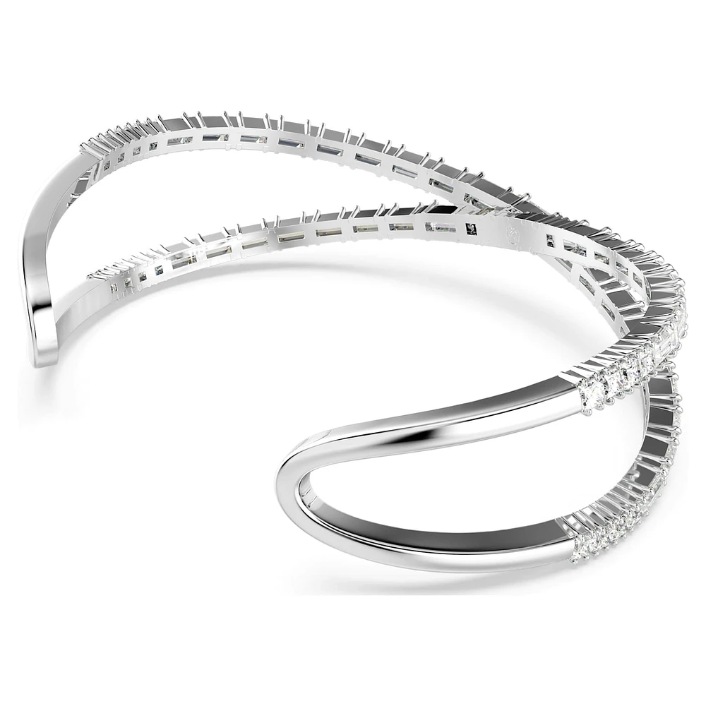 Hyperbola cuff, Infinity, White, Rhodium plated by SWAROVSKI