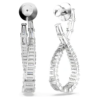 Hyperbola drop earrings, Infinity, White, Rhodium plated by SWAROVSKI