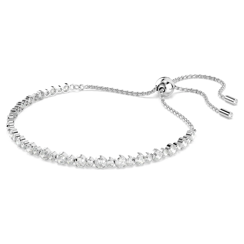 Matrix Tennis bracelet, Mixed round cuts, White, Rhodium plated by SWAROVSKI