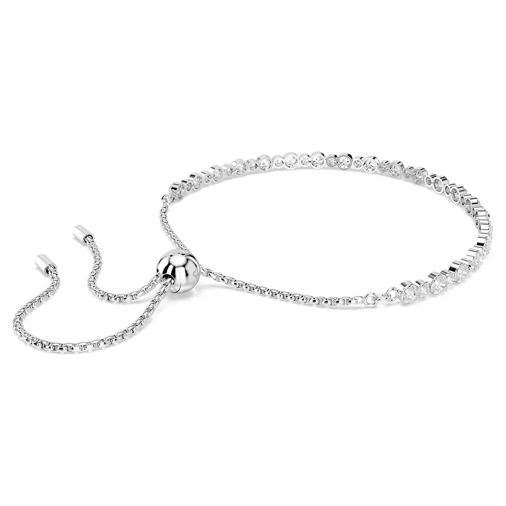 Matrix Tennis bracelet, Mixed round cuts, White, Rhodium plated by SWAROVSKI