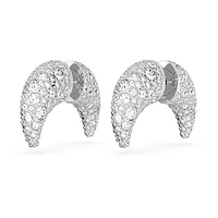 Luna stud earrings, Moon, Small, White, Rhodium plated by SWAROVSKI