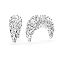 Luna stud earrings, Moon, Small, White, Rhodium plated by SWAROVSKI