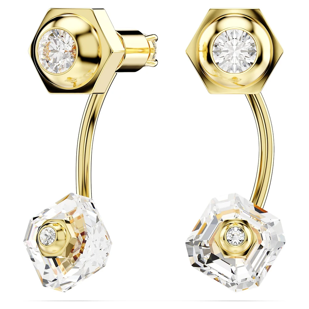 Numina earring jackets, Mixed cuts, White, Gold-tone plated by SWAROVSKI