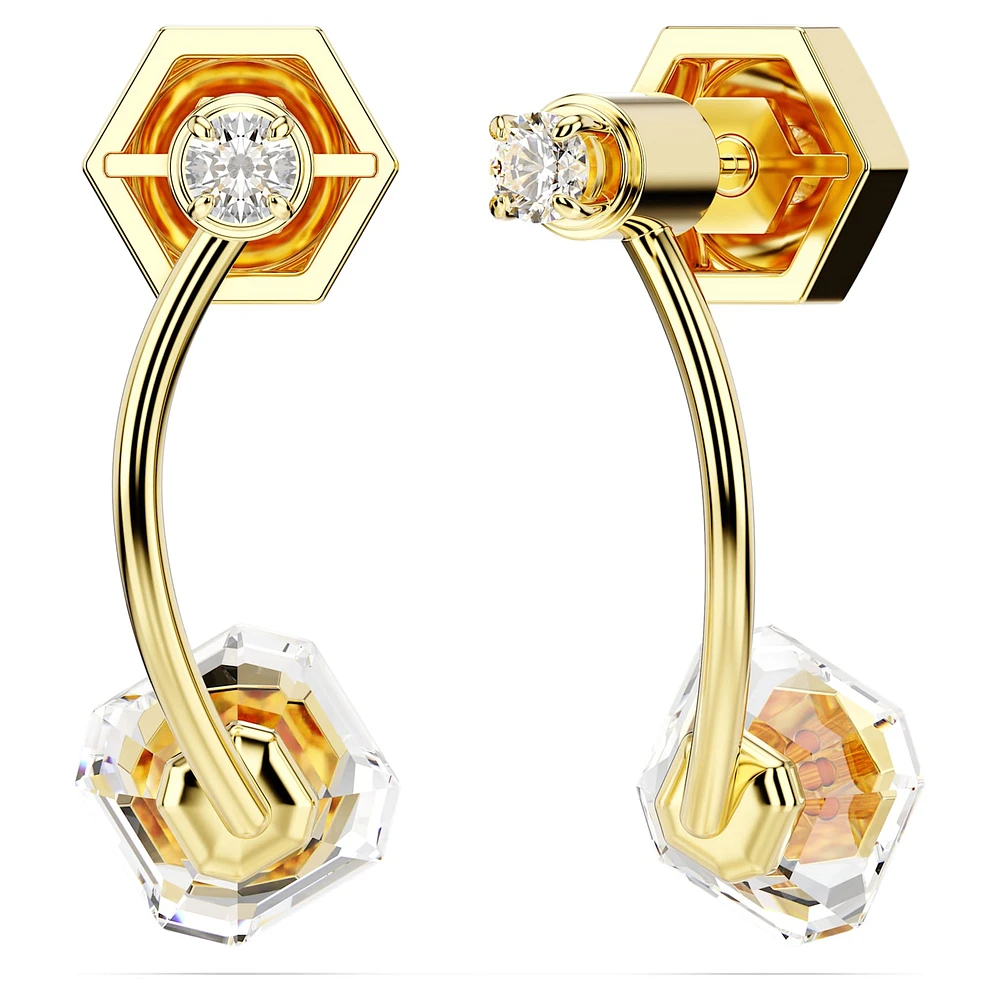 Numina earring jackets, Mixed cuts, White, Gold-tone plated by SWAROVSKI
