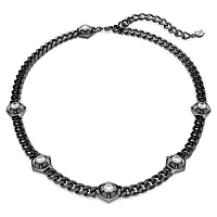 Numina necklace, Round cut, White, Ruthenium plated by SWAROVSKI