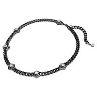 Numina necklace, Round cut, White, Ruthenium plated by SWAROVSKI