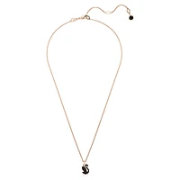 Swan pendant, Swan, Small, Black, Rose gold-tone plated by SWAROVSKI