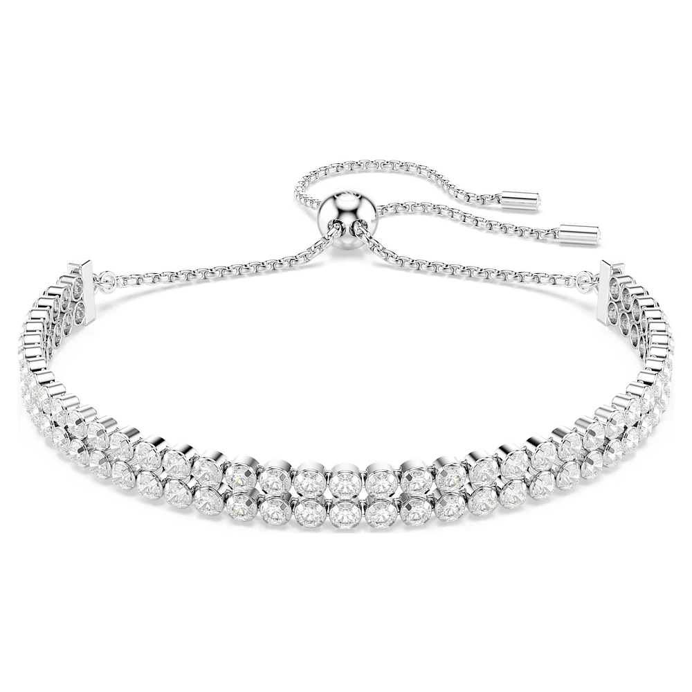 Matrix Tennis bracelet, Round cut, White, Rhodium plated by SWAROVSKI