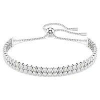 Matrix Tennis bracelet, Round cut, White, Rhodium plated by SWAROVSKI