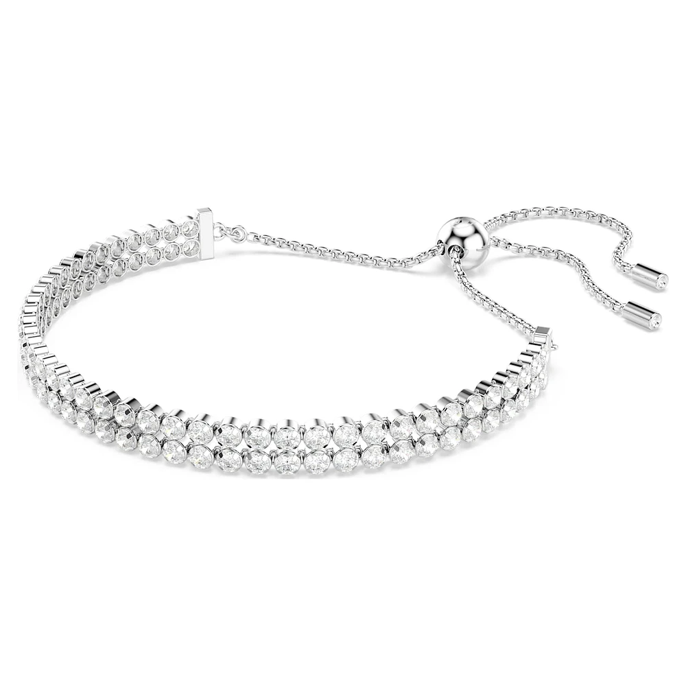 Matrix Tennis bracelet, Round cut, White, Rhodium plated by SWAROVSKI