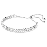 Matrix Tennis bracelet, Round cut, White, Rhodium plated by SWAROVSKI