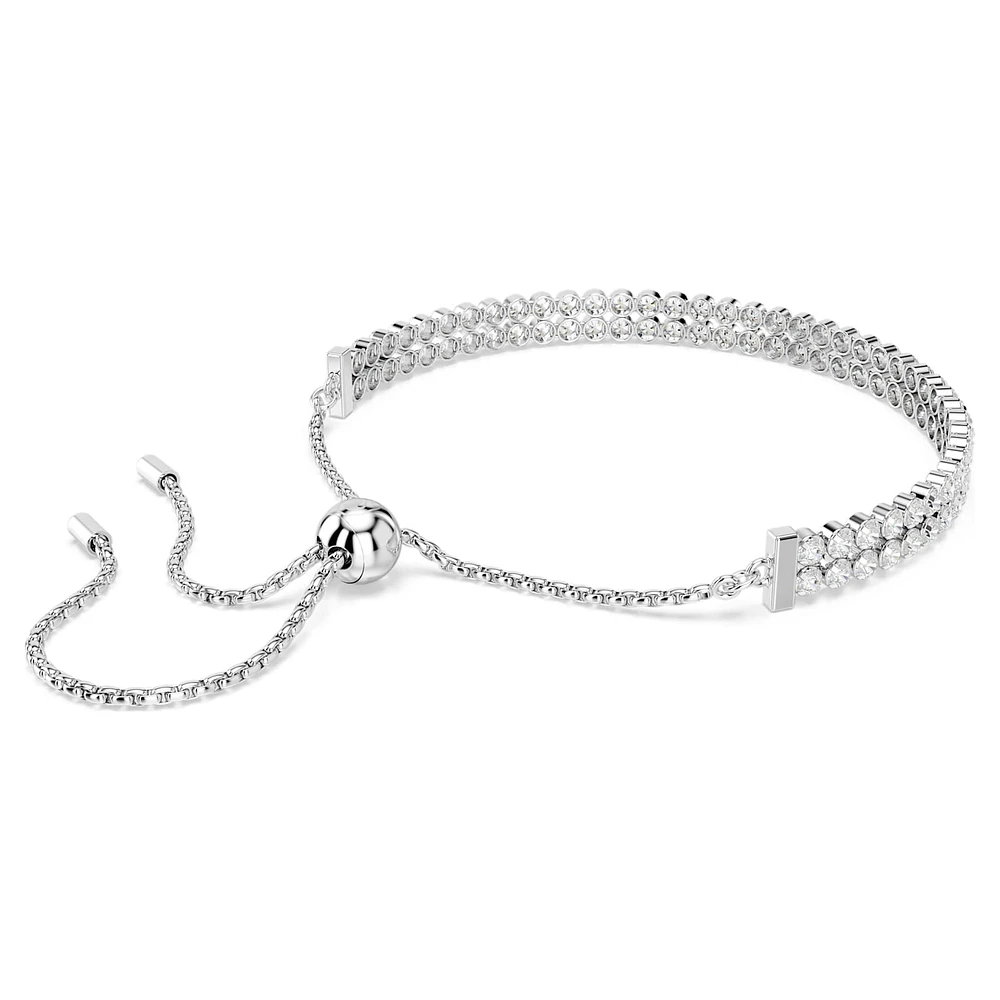 Matrix Tennis bracelet, Round cut, White, Rhodium plated by SWAROVSKI