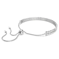 Matrix Tennis bracelet, Round cut, White, Rhodium plated by SWAROVSKI