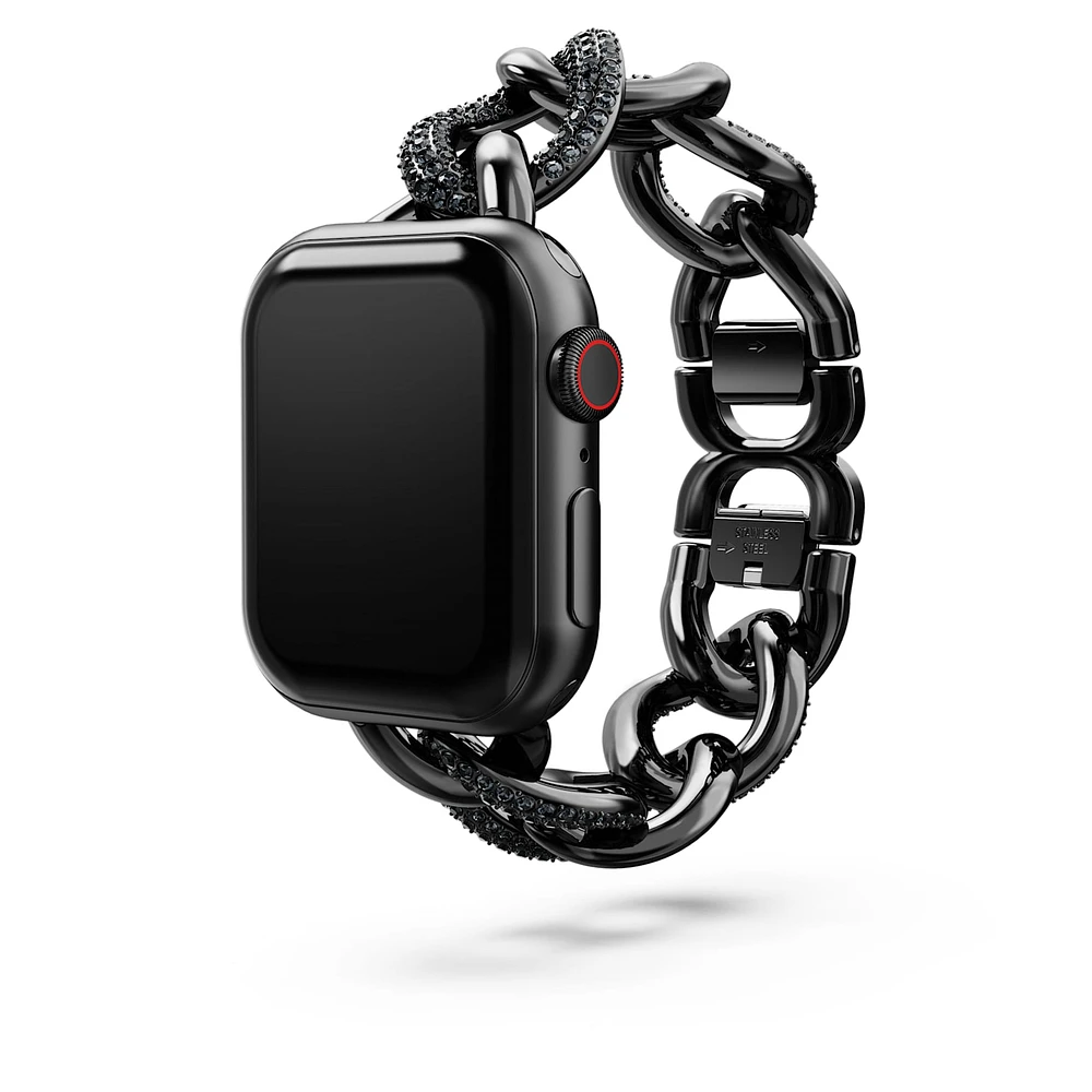 Sparkling chain strap, For Apple Watch® 40 mm & 41mm, Black, Black finish by SWAROVSKI