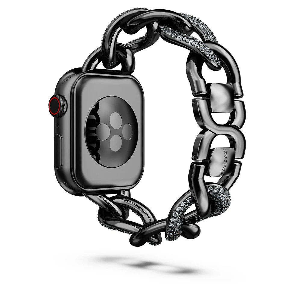 Sparkling chain strap, For Apple Watch® 40 mm & 41mm, Black, Black finish by SWAROVSKI