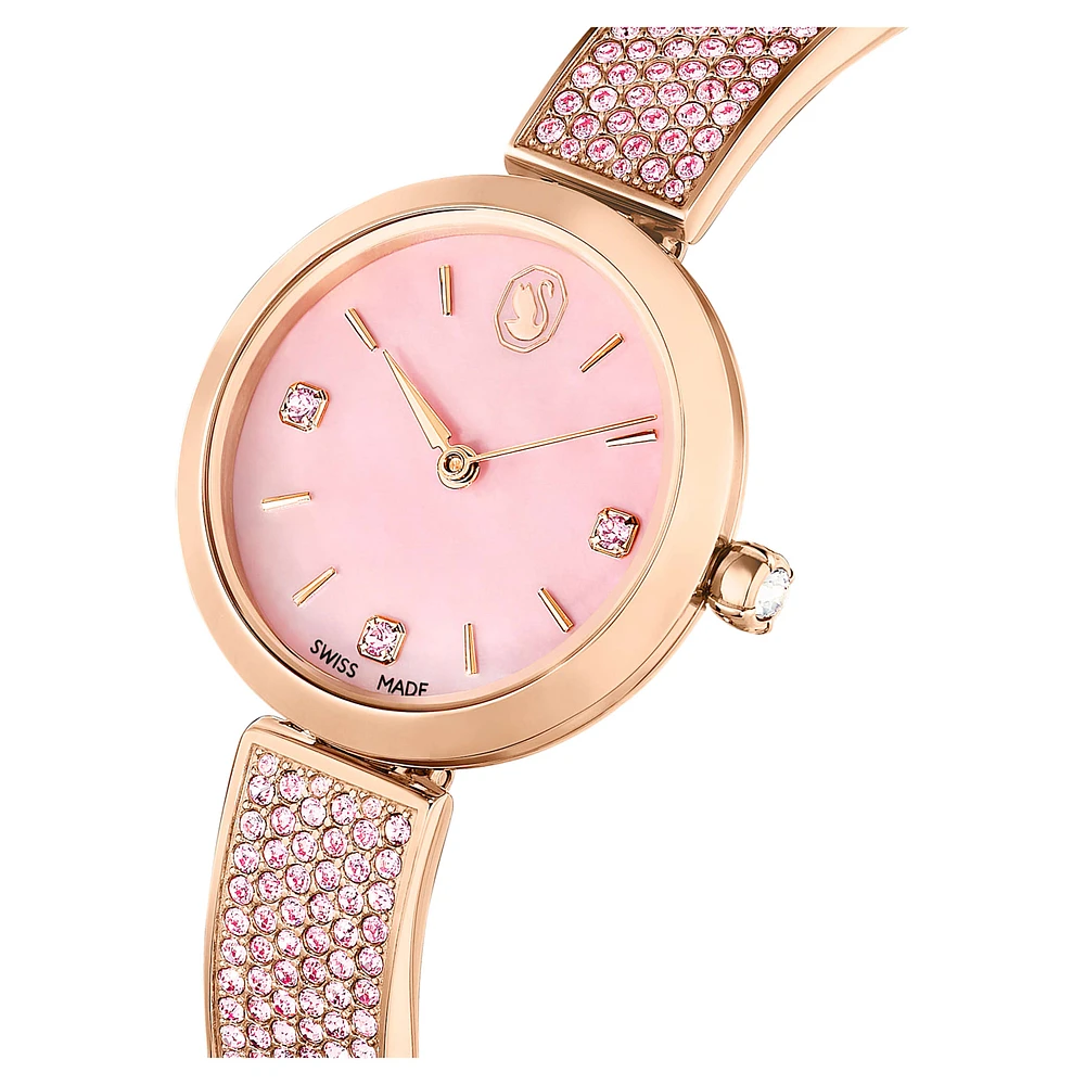 Illumina watch, Swiss Made, Crystal bracelet, Pink, Rose gold-tone finish by SWAROVSKI