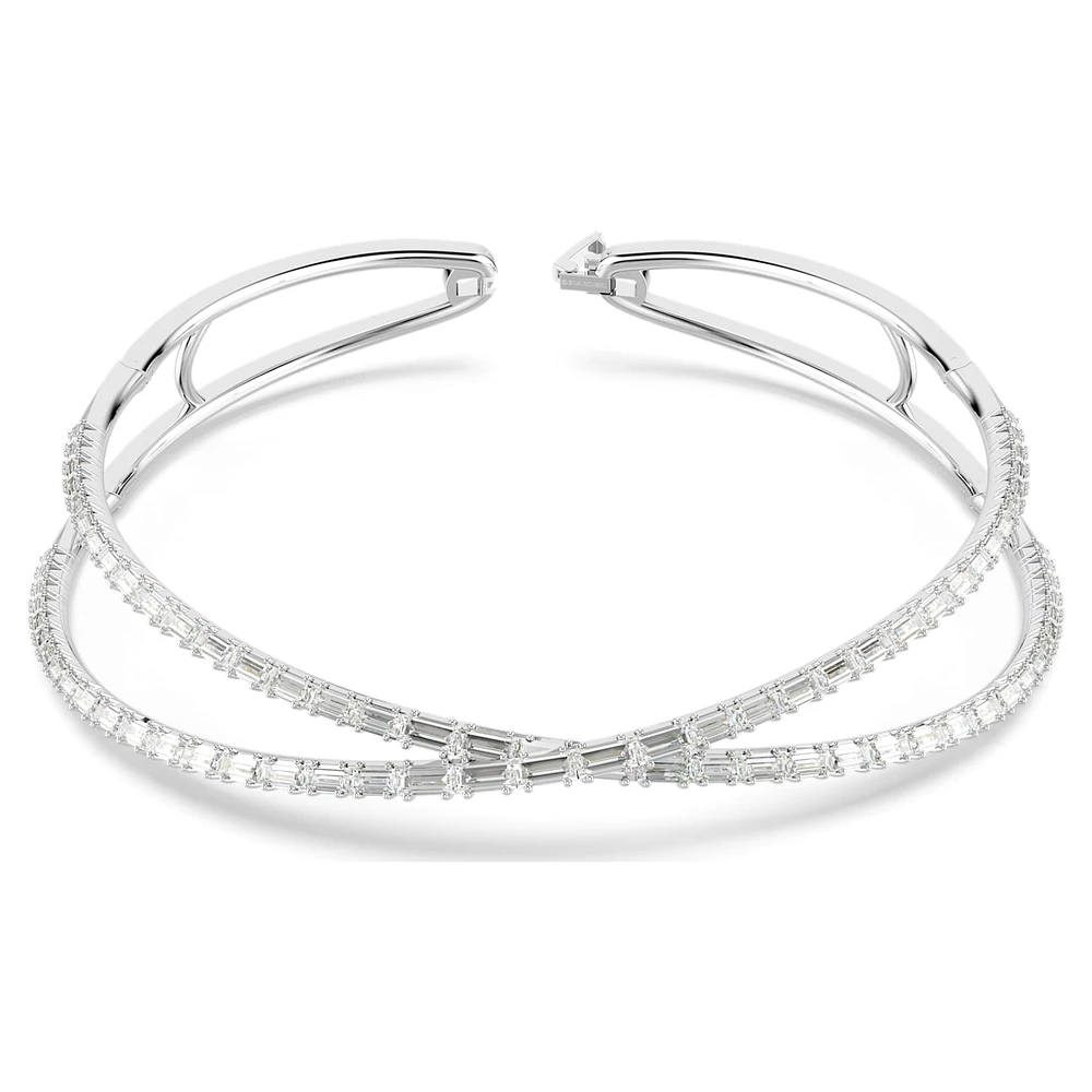 Hyperbola choker, Infinity, White, Rhodium plated by SWAROVSKI