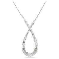 Hyperbola pendant, Mixed cuts, Infinity, White, Rhodium plated by SWAROVSKI