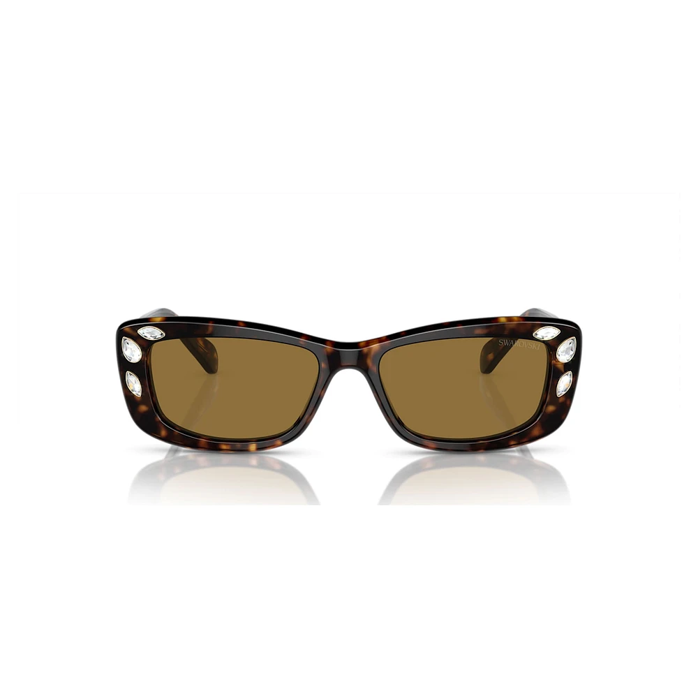 Sunglasses, Rectangular shape, SK6008, Brown by SWAROVSKI