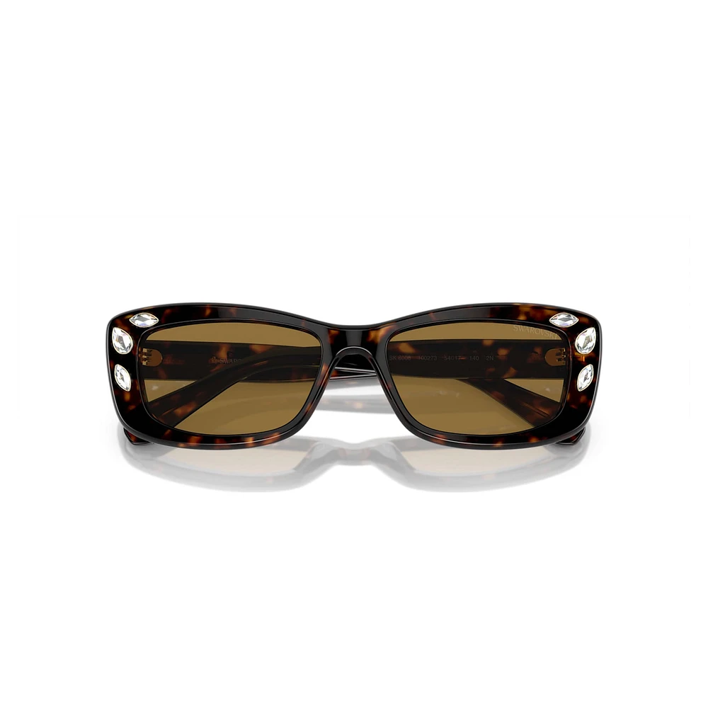 Sunglasses, Rectangular shape, SK6008, Brown by SWAROVSKI