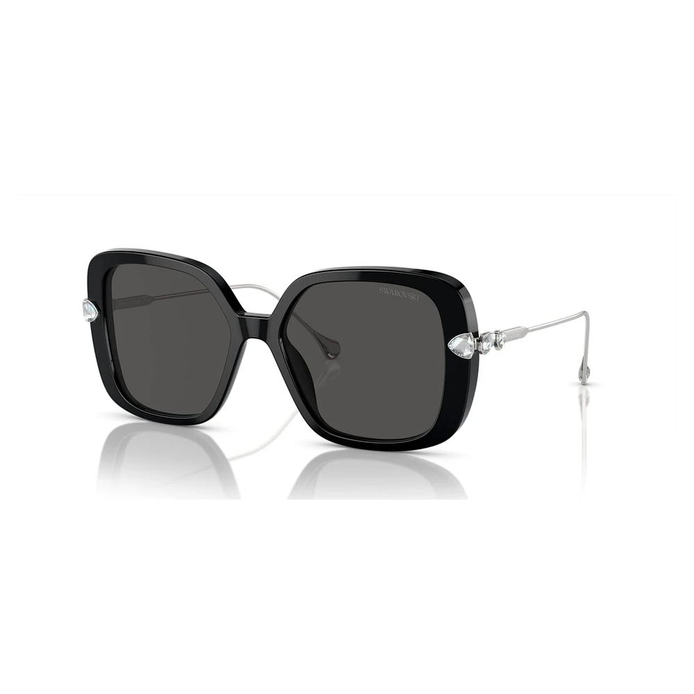 Sunglasses, Oversized, Square shape, SK6011, Black by SWAROVSKI