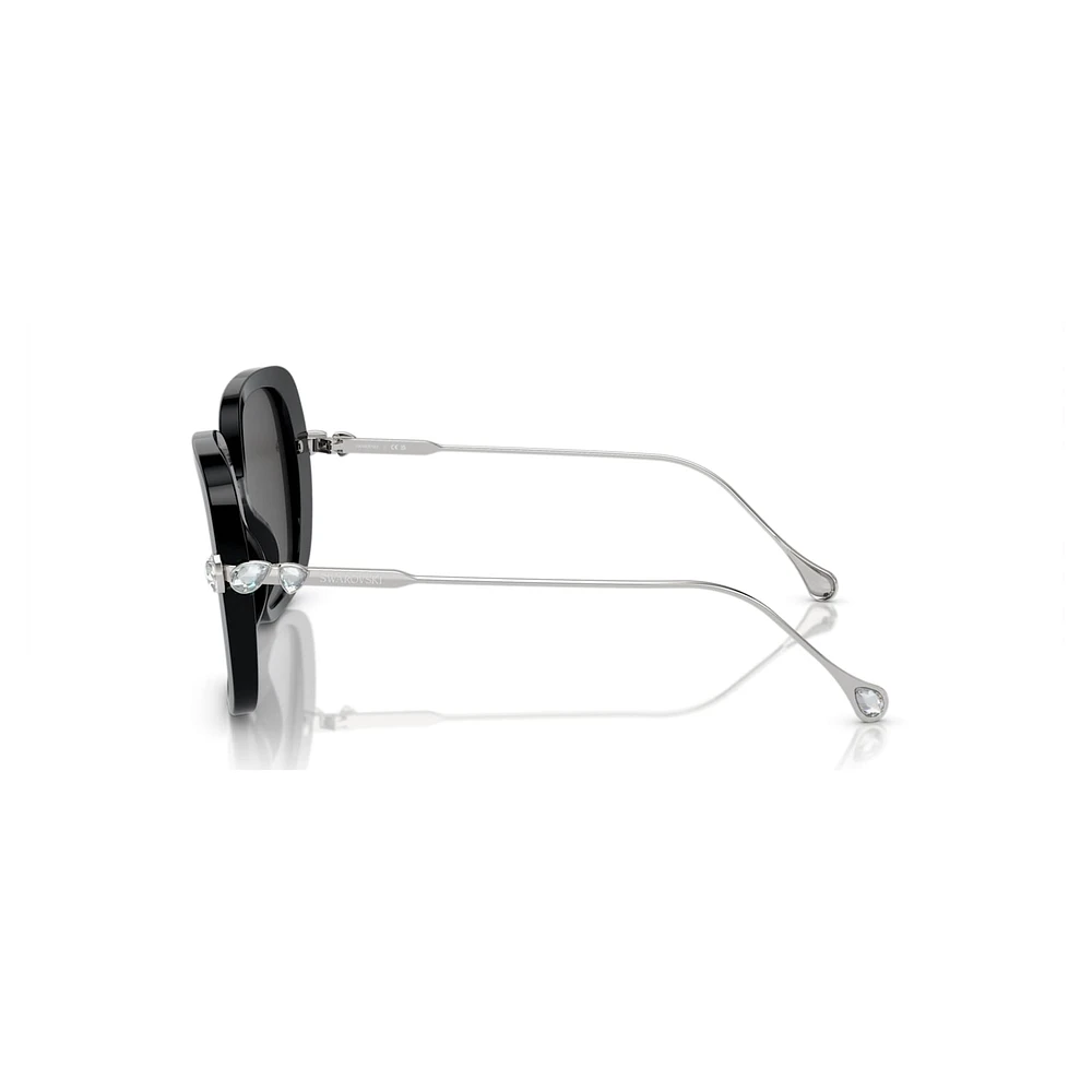 Sunglasses, Oversized, Square shape, SK6011, Black by SWAROVSKI