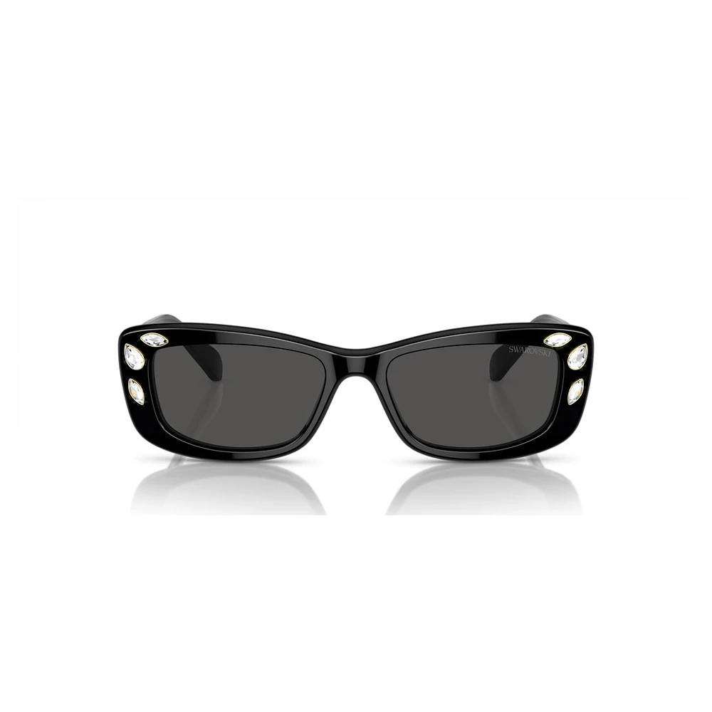 Sunglasses, Rectangular shape, SK6008, Black by SWAROVSKI