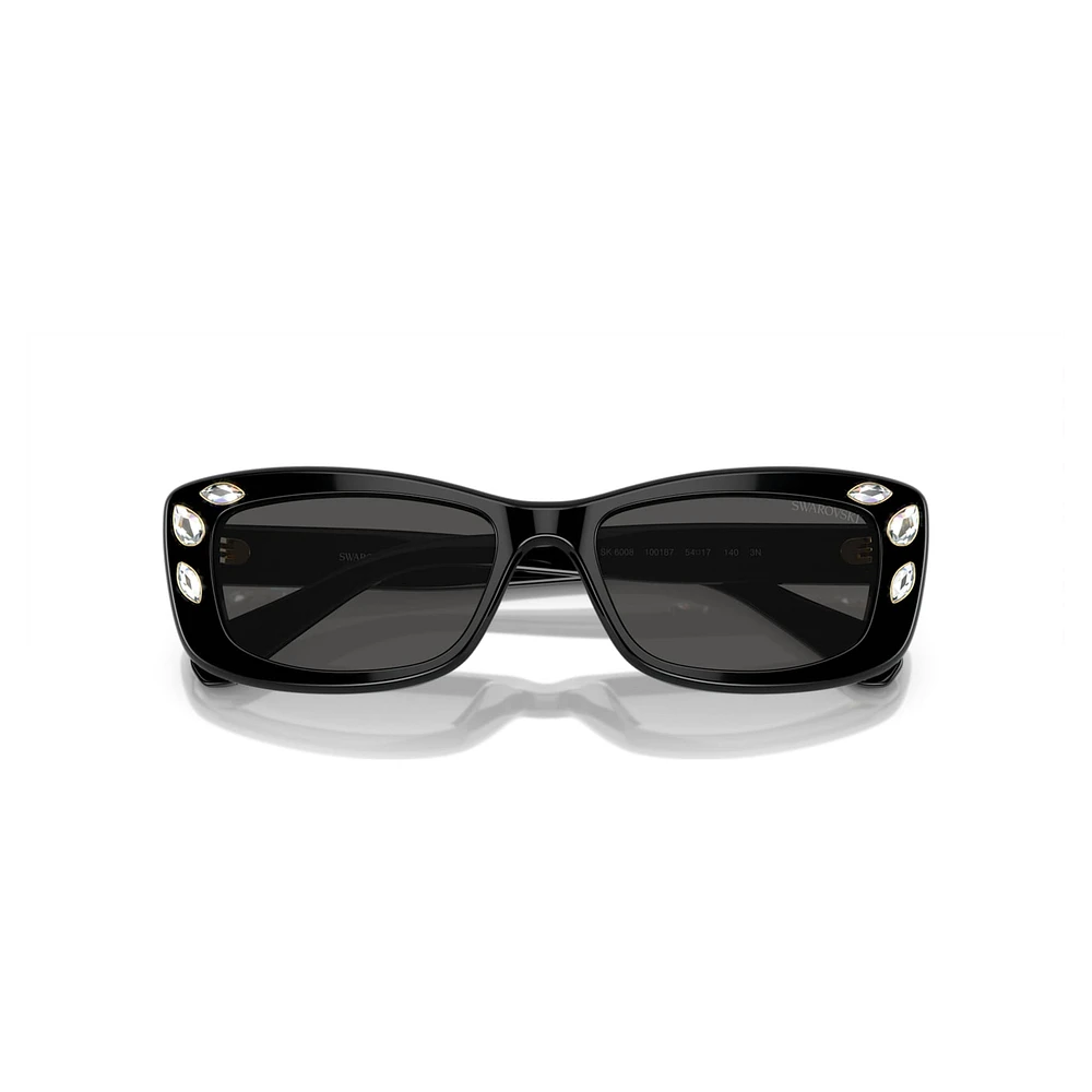 Sunglasses, Rectangular shape, SK6008, Black by SWAROVSKI