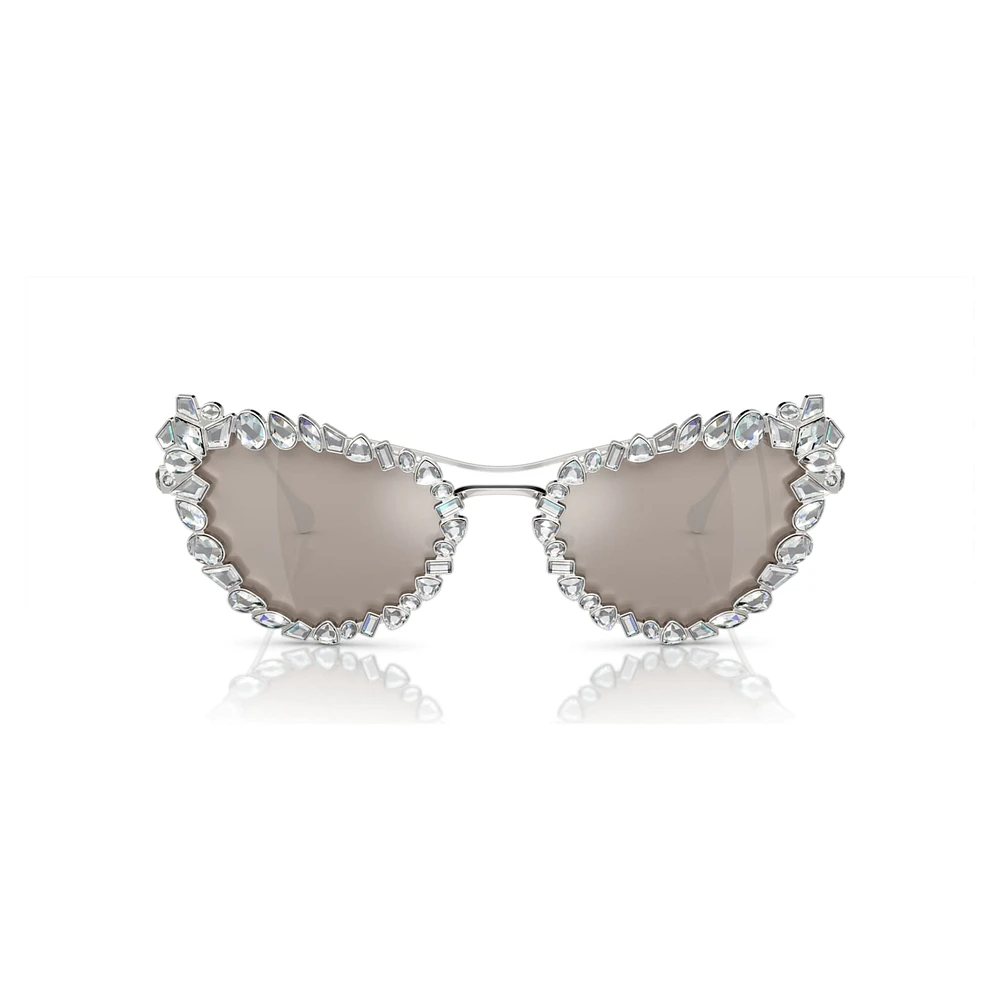 2 in 1 clip-on sunglasses, Statement, Cat-eye shape, SK7011, White by SWAROVSKI