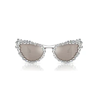 2 in 1 clip-on sunglasses, Statement, Cat-eye shape, SK7011, White by SWAROVSKI