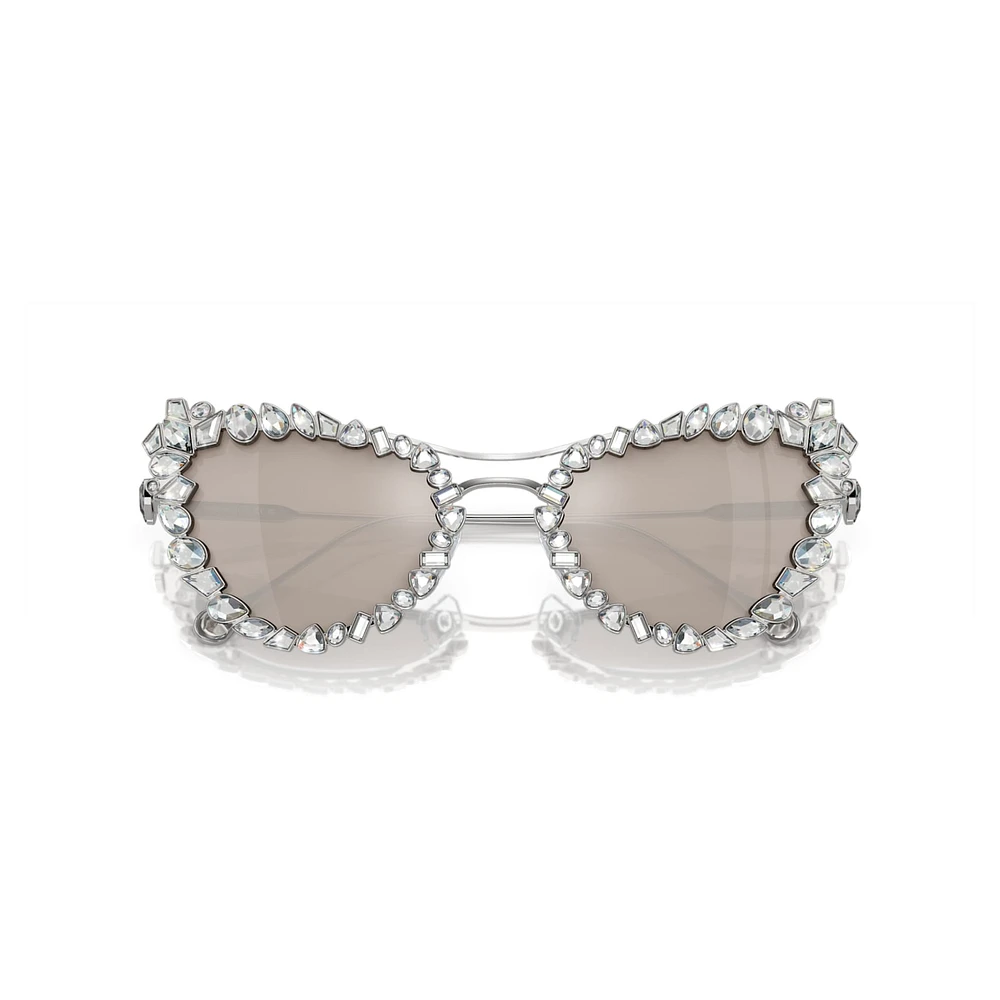 2 in 1 clip-on sunglasses, Statement, Cat-eye shape, SK7011, White by SWAROVSKI