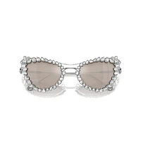 2 in 1 clip-on sunglasses, Statement, Cat-eye shape, SK7011, White by SWAROVSKI