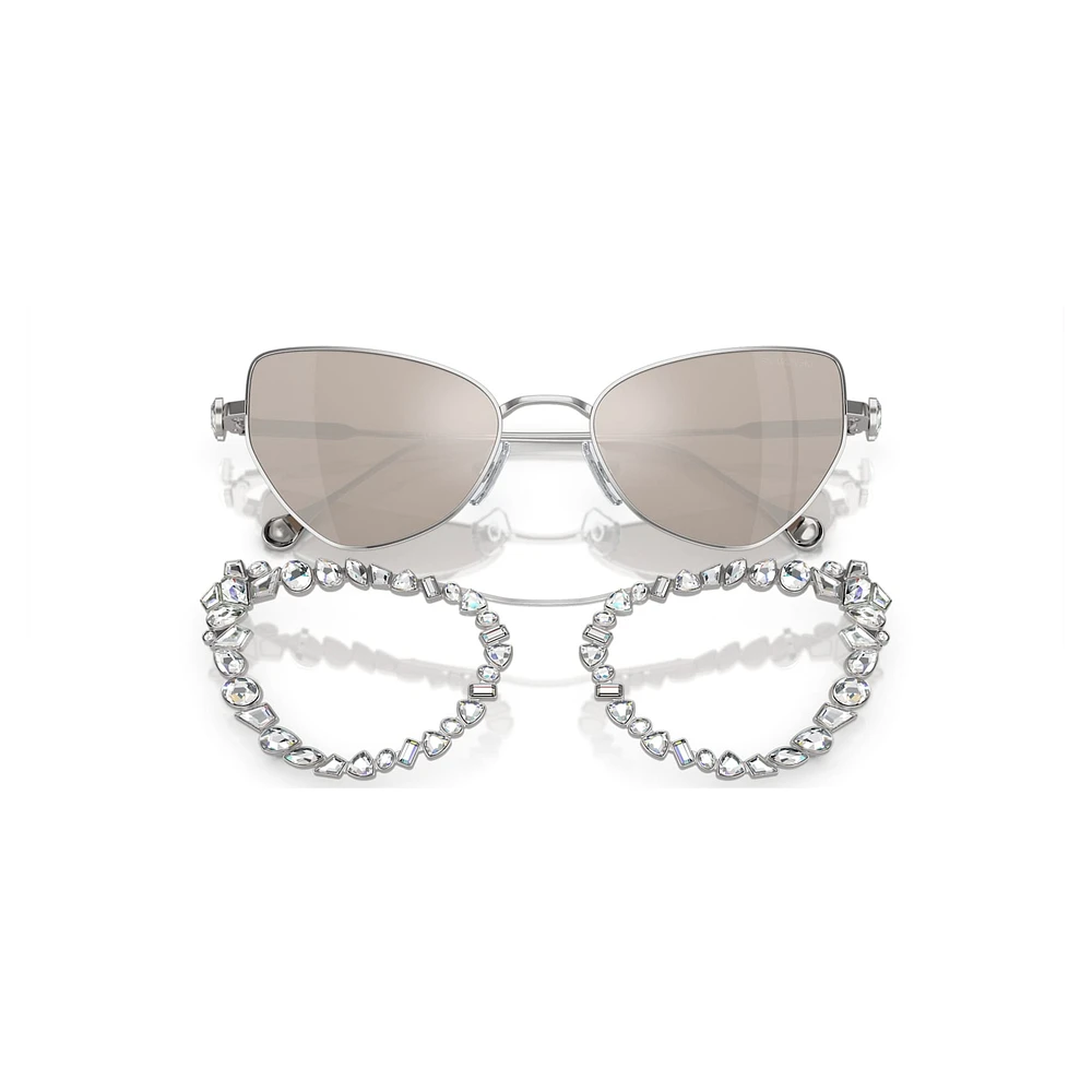 2 in 1 clip-on sunglasses, Statement, Cat-eye shape, SK7011, White by SWAROVSKI