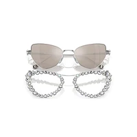 2 in 1 clip-on sunglasses, Statement, Cat-eye shape, SK7011, White by SWAROVSKI