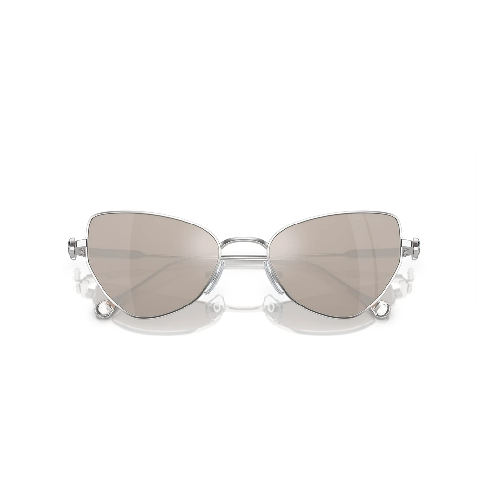 2 in 1 clip-on sunglasses, Statement, Cat-eye shape, SK7011, White by SWAROVSKI