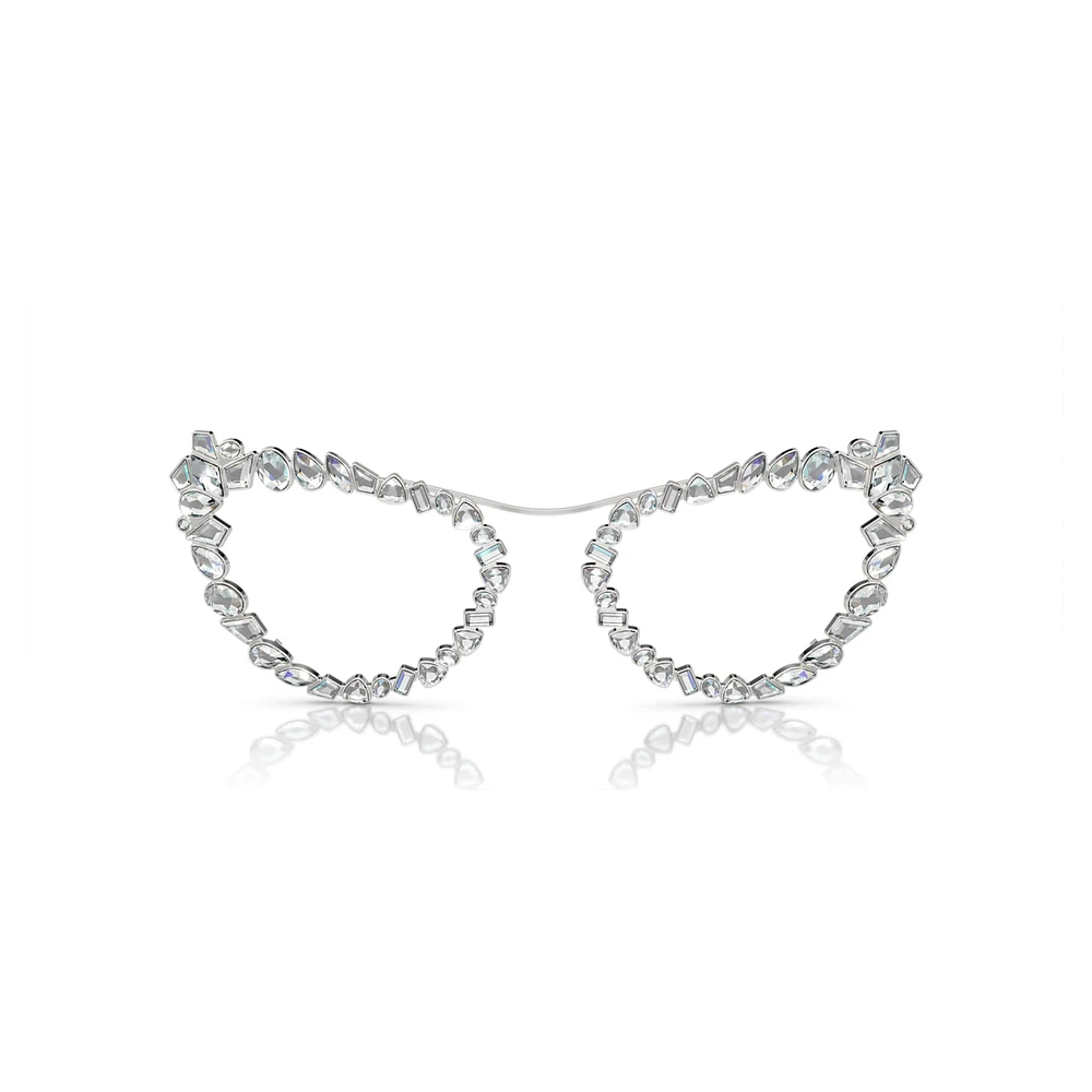 2 in 1 clip-on sunglasses, Statement, Cat-eye shape, SK7011, White by SWAROVSKI