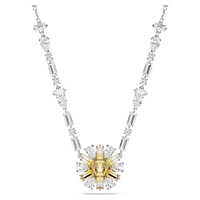 Idyllia necklace, Flower, Yellow, Rhodium plated by SWAROVSKI