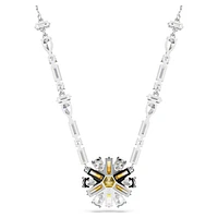 Idyllia necklace, Flower, Yellow, Rhodium plated by SWAROVSKI
