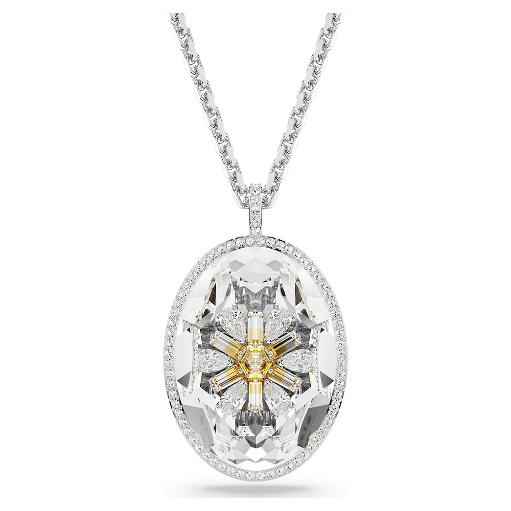 Idyllia pendant, Flower, Yellow, Rhodium plated by SWAROVSKI