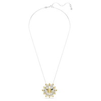 Idyllia pendant and brooch, Mixed cuts, Flower, Long, Yellow, Rhodium plated by SWAROVSKI