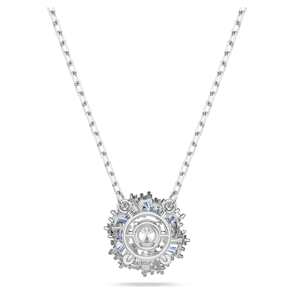 Idyllia pendant, Mixed cuts, Flower, Blue, Rhodium plated by SWAROVSKI