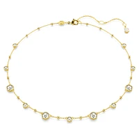Imber necklace, Round cut, Scattered design, White, Gold-tone plated by SWAROVSKI