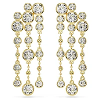 Imber drop earrings, Round cut, Chandelier, White, Gold-tone plated by SWAROVSKI